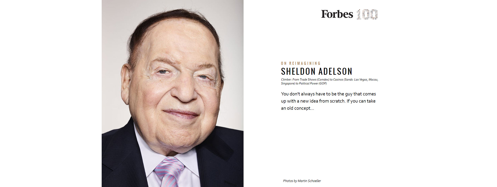 Sheldon G. Adelson Named One of The World’s 100 Greatest Living Business Minds